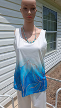 Sleeveless White & Turquoise Outfit