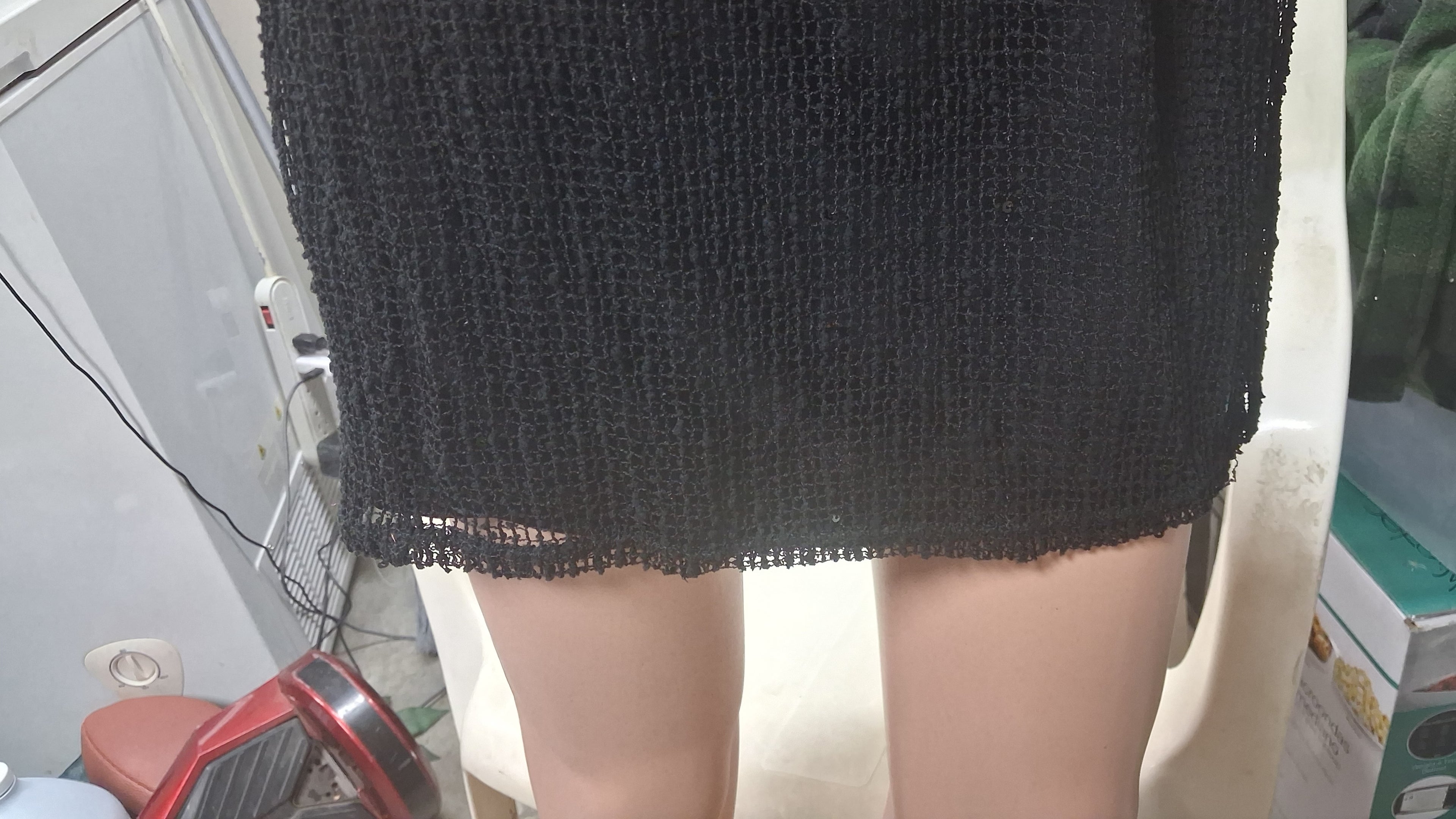 Women's Midnight Black & Silver Glitter Mini Skirt