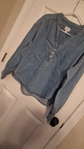 WOMEN'S BLUE V NECK BLOUSE